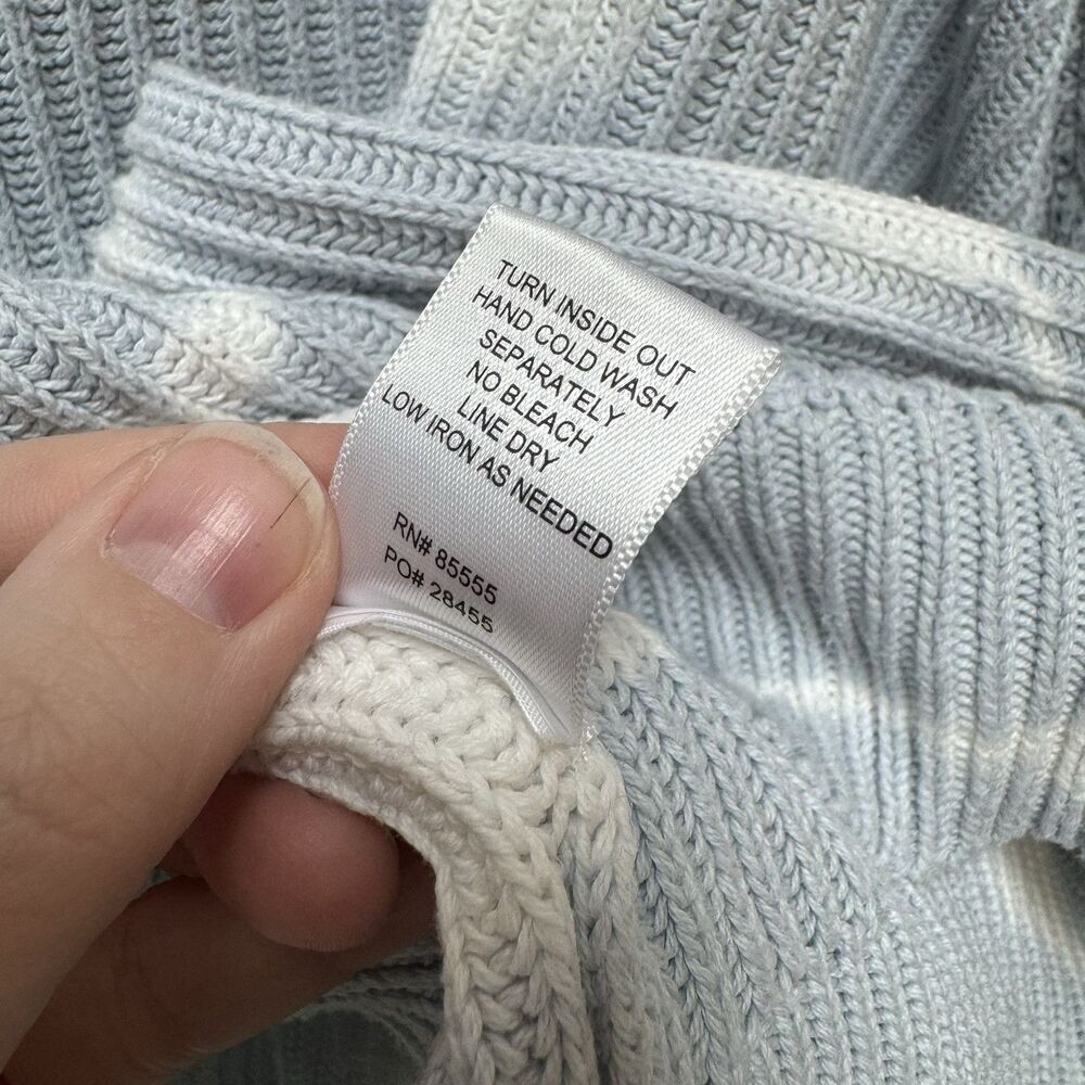 Pistola Eve Cropped Sweater Blue White Tye Dyed Chunky Knit Cotton Womens Large - Picture 7 of 9